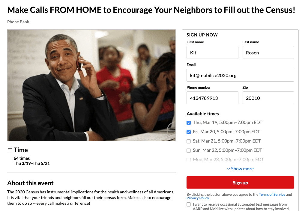 Call neighbors from home for a good cause 